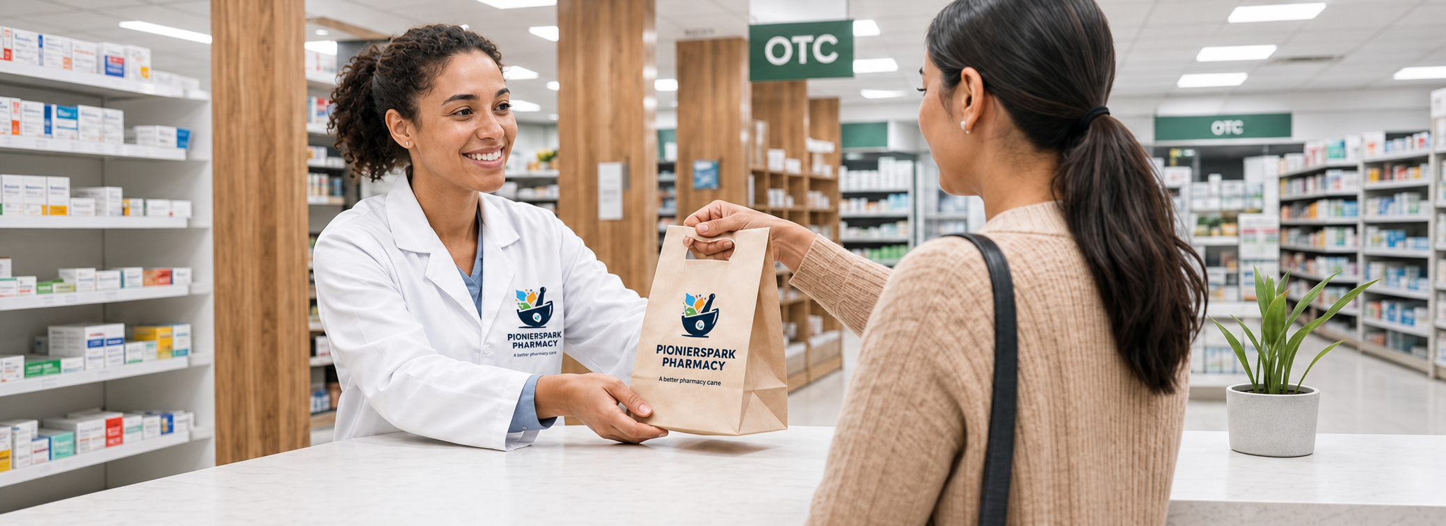 Pionierspark Pharmacy pharmacist assisting a customer